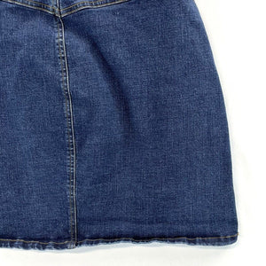 Harper Women Mini Denim Skirt Braid Belt Pockets Stretch Blue Waist 26 in Size S