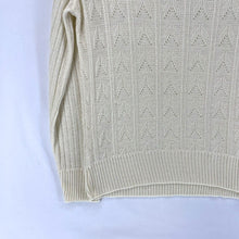 Garland Women's Sheer Sweater Herringbone Arrow Knit Lightweight Beige Size S