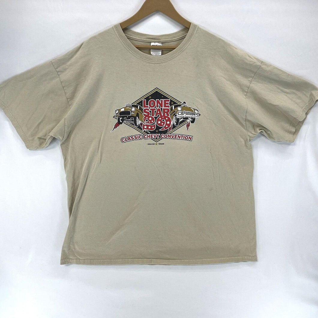 Gildan Men's T Shirt Lone Star 29 Classic Chevy Convention Beige Size 2XL