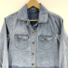 Soft Surroundings Women's Denim Button Up Shirt Light Jacket Dip Blue Size XS