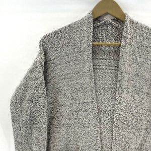 Vintage Women's Cozy Knit Sweater Open Cardigan Pockets Heather Gray Size S