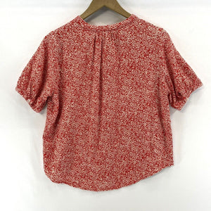 Universal Thread Women's Cropped Button Blouse Spring Floral Red White Size S