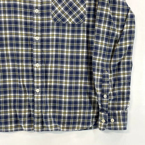 Jack Jones Vintage Co Men's Button Up Shirt Lightweight Plaid Blue Yellow Size L