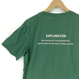 Men's Soft Graphic T Shirt Exploration Hopeful Quote Outdoor Green Size M