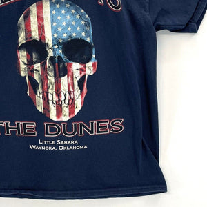 Gildan Women's T Shirt Ride Hard The Dunes USA Flag Skull Size Youth M Adult XS