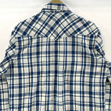 Saddlebrook Men's Button Up Shirt Western Pearl Snap Plaid Blue White Vtg Size M