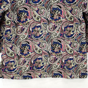 Jones New York Women's Funky Boho Blouse Linen V Neck Paisley Blue Pink Size M