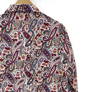 Purple Button Up Paisley Shirt S