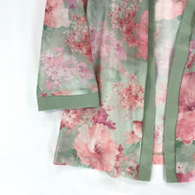 Haband Women's Floral Duster Kimono Sheer Lightweight Vtg Pink Green Size L