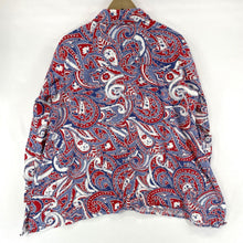 Westbound Women's Button Up Linen Blend Flowy Tunic Paisley Blue Red Size L