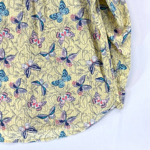 Westbound Women's Butterfly Blouse Lightweight Button Up Floral Yellow Size XL