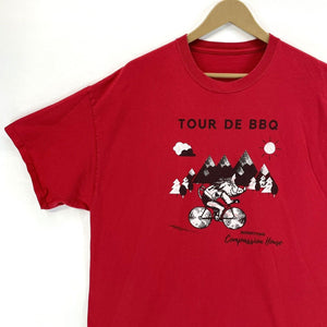 Men's Tour De BBQ T Shirt Razorback Bicycle Mountain Souvenir Red Size XL