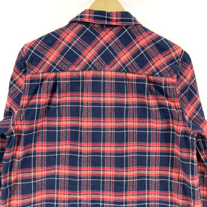 J Crew Women's Plaid Tunic 1/2 Half Zip Shirt Outdoor Flannel Blue Red Size M