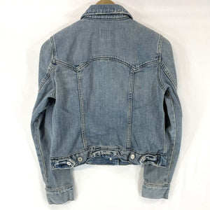 Gap Women's Denim Jacket Pockets Distressed Fade Light Wash Blue Size S