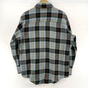 St Johns Bay Men's Button Up Shirt Outdoor Flannel Vtg Plaid Blue Green Size L