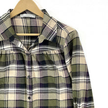 Lee Women's Soft Button Up Shirt Lightweight Outdoor Plaid Green Purple Size M