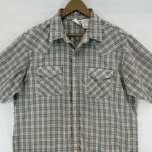 Express Rider Men's Button Up Shirt Pearl Snap Vtg Made USA Plaid Gray Size L