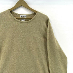 Anthony Richards Women's Knit Sweater Holiday Shiny Gold Beige Size 1X