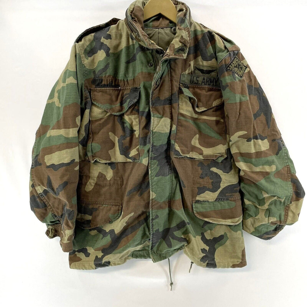 US Military Men's Camo Jacket Field Coat 1999 Vtg Razorback Patch Size S Short