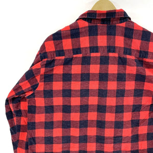 American Edition Men's Button Up Shirt Made USA Plaid Flannel Black Red Size XL