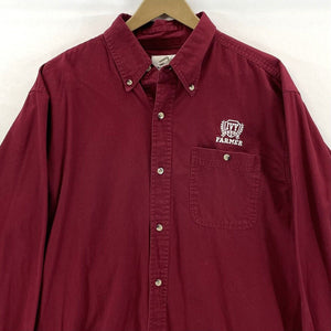 Tri Mountain Mens Button Up Shirt Ivy League Farmer Stitched Workwear Red Size L