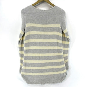 J Jill Women's Knit Sweater Dress Long Tunic Cozy Striped Gray Yellow Size XS