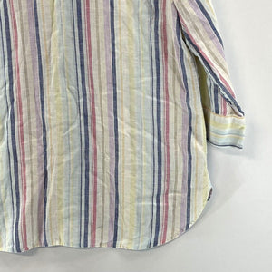 Chico's Women's Linen Blouse Striped Button Up Tunic Flowy Lightweight Size 1