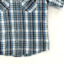 US Expedition Men's Button Up Shirt Western Workwear Plaid Blue White Size L