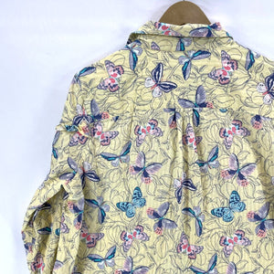 Westbound Women's Butterfly Blouse Lightweight Button Up Floral Yellow Size XL