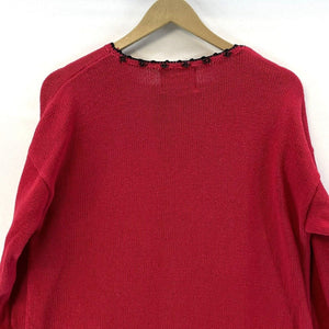 Heirloom Collectibles Women's Knit Sweater Tunic Floral Beaded Vtg Red Size M