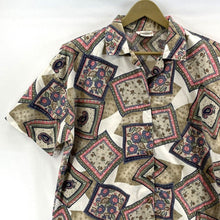 Act III Women's Button Up Blouse Floral Paisley Vtg Made USA Beige Size 18W