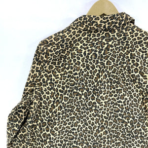 Joan Rivers Women's Light Jacket Blouse Pockets Leopard Cheetah Brown Size M