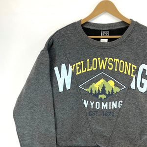 Modern Reconstructed Women's Sweater Yellowstone Wyoming Souvenir Gray Size L