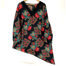 Boutique Women's Boho Sheer Tunic Floral Black Red Size XL