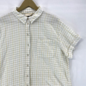 Universal Thread Women's Button Blouse Picnic Plaid Blue Yellow White Size XL