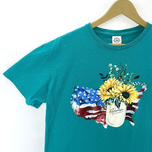 Ladies Patriotic Graphic Shirt Teal L