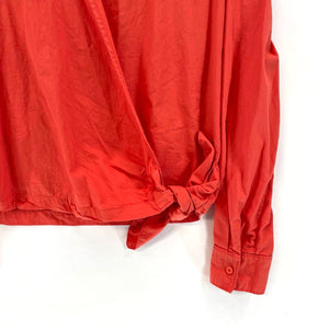 Stateside Women's Wrap Blouse Lightweight Tie Waist Made USA Orange Size M