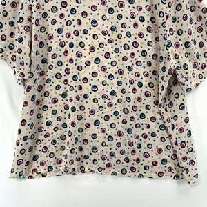 Kathie Lee Women's Polka Dot Blouse Sheer Flowy Office Vtg Beige Size XL