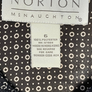 Norton McNaughton Women's Button Up Blouse Sheer Light Polka Dot Black Size 6