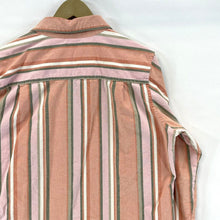 Women's Button Up Blouse Lightweight Beach Outdoor Striped Coral Pink Size L