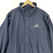 North End Men's Windbreaker Jacket Zip Up Beaver Stitching Navy Blue Size XL