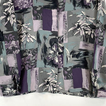 Graff Women's Floral Button Blouse Light Flowy Office Vtg Gray Purple Size M