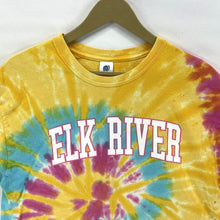 Colortone Women's Cropped T Shirt Elk River Canoe Tie Dye Spiral Yellow Size L