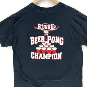 Gildan Men's T Shirt Round Up Beer Pong Champion Black Size L