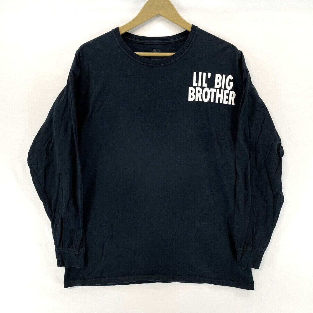 Fruit of Loom Men's Long Sleeve T Shirt Lil Big Brother Knuckles 23 Black Size L