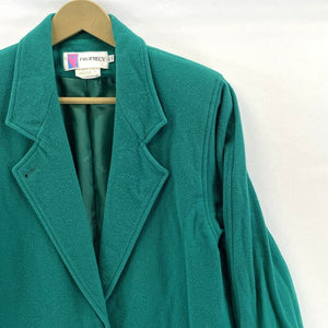 Prophecy Women's Wool Blazer Jacket Pockets Lined Vtg Made USA Green Size 6