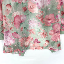 Haband Women's Floral Duster Kimono Sheer Lightweight Vtg Pink Green Size L