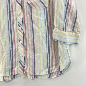 Chico's Women's Linen Blouse Striped Button Up Tunic Flowy Lightweight Size 1