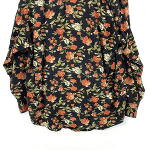 Get! Women's Black Floral Tunic Blouse with Flowey Silhouette  Size M