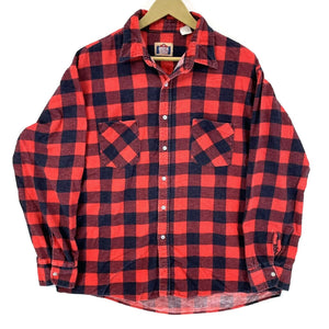 American Edition Men's Plaid Flannel Shirt Black Red Size XL